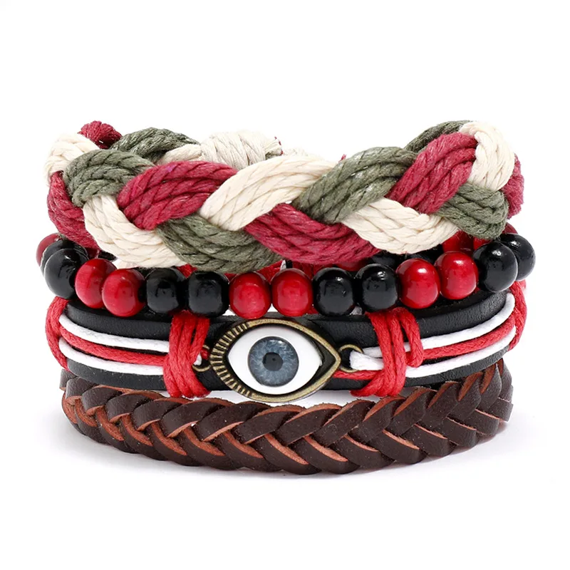 Diy 4 Sets Wristband Women Jewelry Bead Bracelet Blue Eyes Cowhide Leather Woven Bangles Ethnic Wind Bohemian Vintage
Diy 4 Sets Wristband Women Jewelry Bead Bracelet Blue Eyes Cowhide Leather Woven Bangles Ethnic Wind Bohemian Vintage