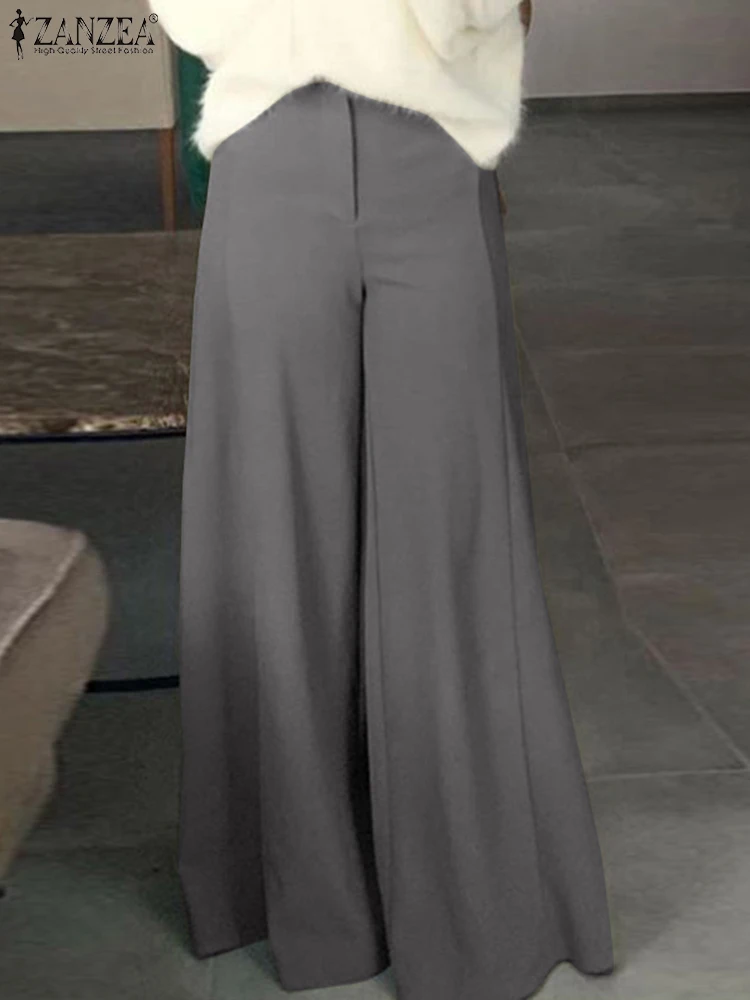 Коллекция 2023 года, Модные осенние элегантные офисные женские брюки ZANZEA, повседневные однотонные длинные брюки с высокой талией и звеньями, женские брюки с широкими штанинами
Коллекция 2023 года, Модные осенние элегантные офисные женские брюки ZANZEA, повседневные однотонные длинные брюки с высокой талией и звеньями, женские брюки с широкими штанинами