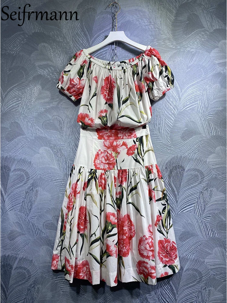 Seifrmann High Quality Summer Women Fashion Runway Cotton Skirts Sets Short Sleeve Loose Tops + A-Line Long Printed Skirts Suits
Seifrmann High Quality Summer Women Fashion Runway Cotton Skirts Sets Short Sleeve Loose Tops + A-Line Long Printed Skirts Suits