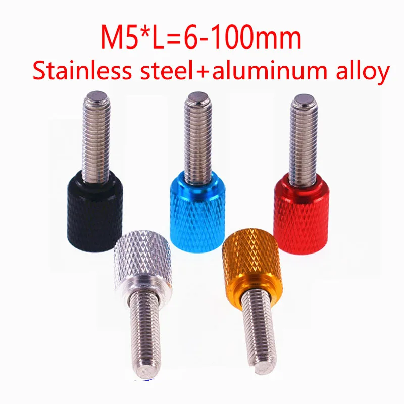 1Pc M5*L=6-100mm Aluminum Alloy Thumb Screw Anodized Knurled Head Staniless Steel Thread Hand Tighten Thumb Screws Bolt 5 Colors
1Pc M5*L=6-100mm Aluminum Alloy Thumb Screw Anodized Knurled Head Staniless Steel Thread Hand Tighten Thumb Screws Bolt 5 Colors