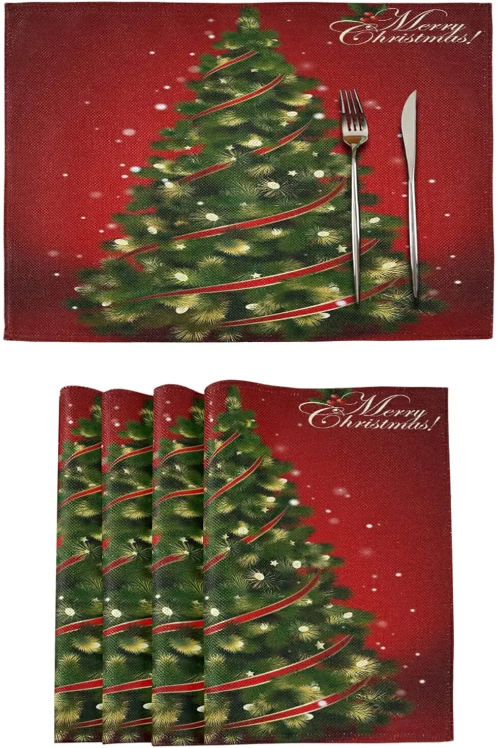 Christmas Tree Red Placemats Set of 4 Washable Table Mats Kitchen Dining Table Home Decor 12x18
Christmas Tree Red Placemats Set of 4 Washable Table Mats Kitchen Dining Table Home Decor 12x18