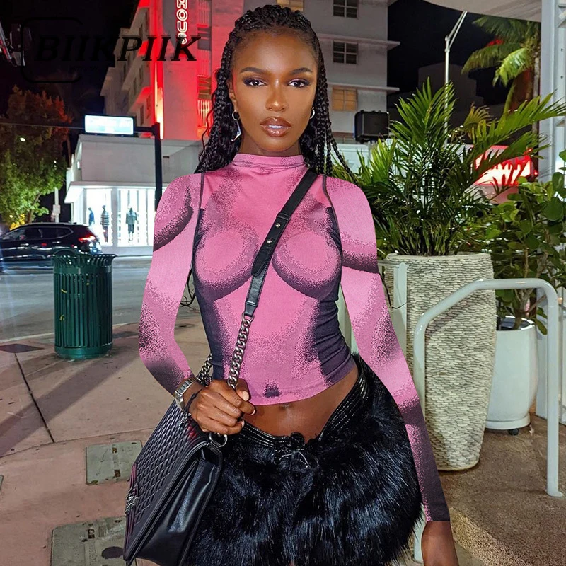 BIIKPIIK Fashion Print Crop Top Long Sleeve O Neck Skinny T Shirts Stunning Casualwear Autumn Silky Unique Clothing Aesthetic
BIIKPIIK Fashion Print Crop Top Long Sleeve O Neck Skinny T Shirts Stunning Casualwear Autumn Silky Unique Clothing Aesthetic