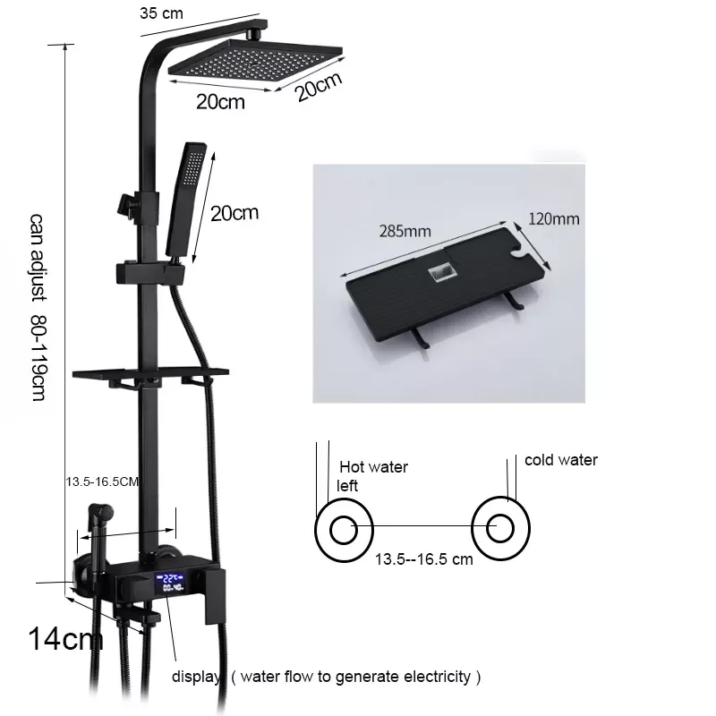 Black Display Thermostatic Shower Faucet Set Brass Multi-Function Can Extend High Quality Bathroom Bathtub Tap
Black Display Thermostatic Shower Faucet Set Brass Multi-Function Can Extend High Quality Bathroom Bathtub Tap