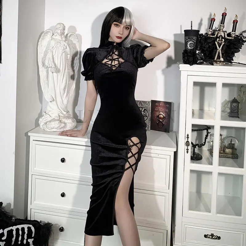 Grunge Gothic Women Dress Lace Trim High Waist Bodycon Mini Dress Summer New E-girl Vintage Punk Harajuku Lolita Clothes
Grunge Gothic Women Dress Lace Trim High Waist Bodycon Mini Dress Summer New E-girl Vintage Punk Harajuku Lolita Clothes