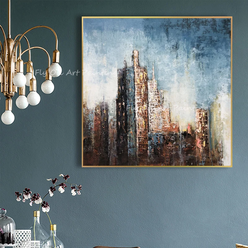100% hand painted modern city building landscape blue sky thick artwork large size Oil Painting Porch Aisle For Living Room
100% hand painted modern city building landscape blue sky thick artwork large size Oil Painting Porch Aisle For Living Room