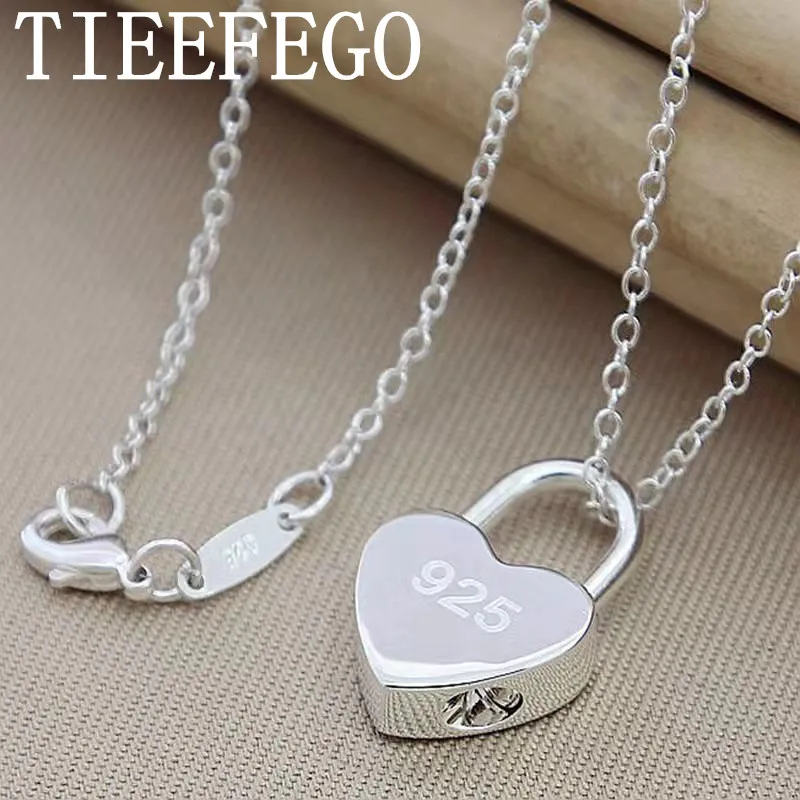 TIEEFEGO 925 Sterling Silver Square/Heart Lock Pendant Necklace with Original Logo 18" Chain for Ladies Wedding Engagement Party
TIEEFEGO 925 Sterling Silver Square/Heart Lock Pendant Necklace with Original Logo 18" Chain for Ladies Wedding Engagement Party