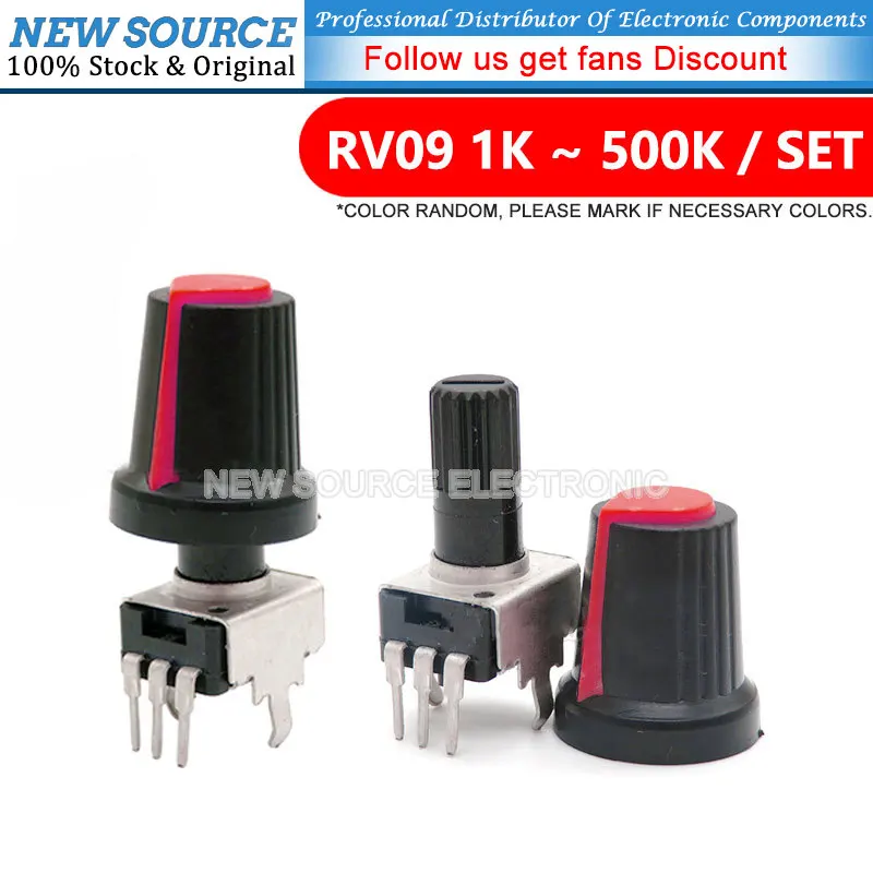 5Set RV09 Vertical 1K ~ 500K Ohm Adjustable Resistor 3pin Seal Potentiometer for Arduino with Knob Orange Cap NEWSOURCE
5Set RV09 Vertical 1K ~ 500K Ohm Adjustable Resistor 3pin Seal Potentiometer for Arduino with Knob Orange Cap NEWSOURCE