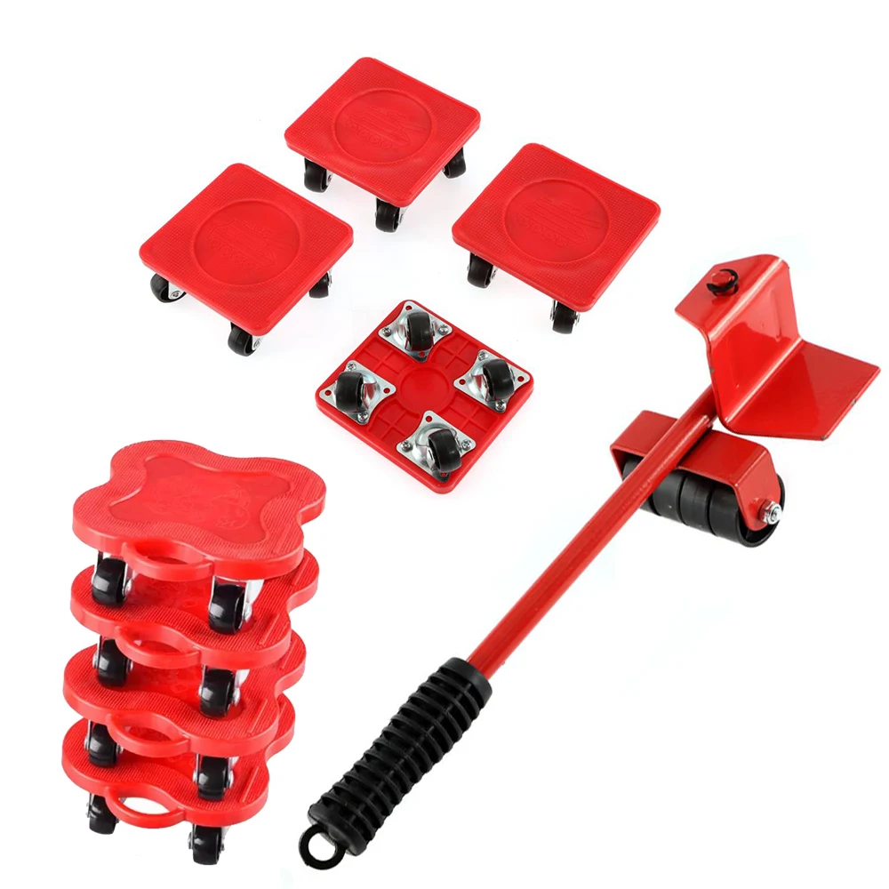 5PCS Heavy Duty Furniture Transport Lifter Tool Set Furniture Moving Wheel Pad Wheeled Mover Roller with Wheel Bar Moving Kit
5PCS Heavy Duty Furniture Transport Lifter Tool Set Furniture Moving Wheel Pad Wheeled Mover Roller with Wheel Bar Moving Kit