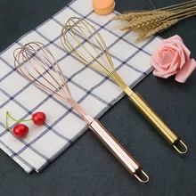 Gold Pink Two Color Stainless Steel Whisk Hand Whisk Cream Mixer Balloon Coil Whisking Tools Baking Cakes Kitchen Accessories