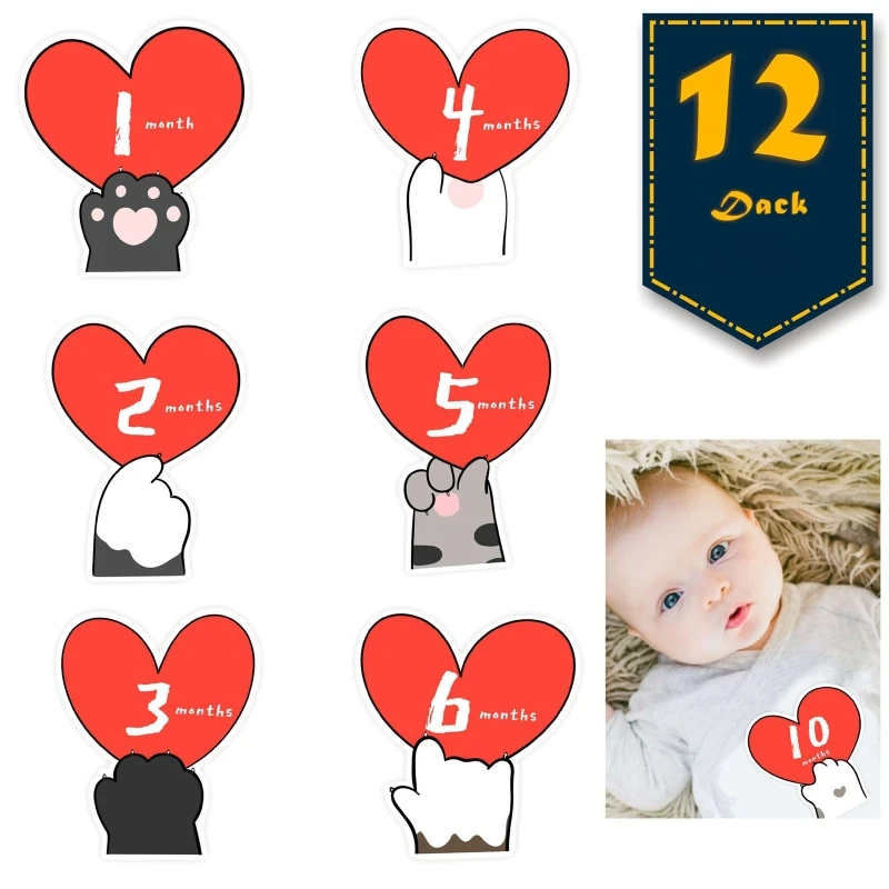 12Pcs 1-12 Months Baby Monthly Stickers Newborn Heart Shape Sticker Shower Gift Accessories for Infant Boys Girls
12Pcs 1-12 Months Baby Monthly Stickers Newborn Heart Shape Sticker Shower Gift Accessories for Infant Boys Girls