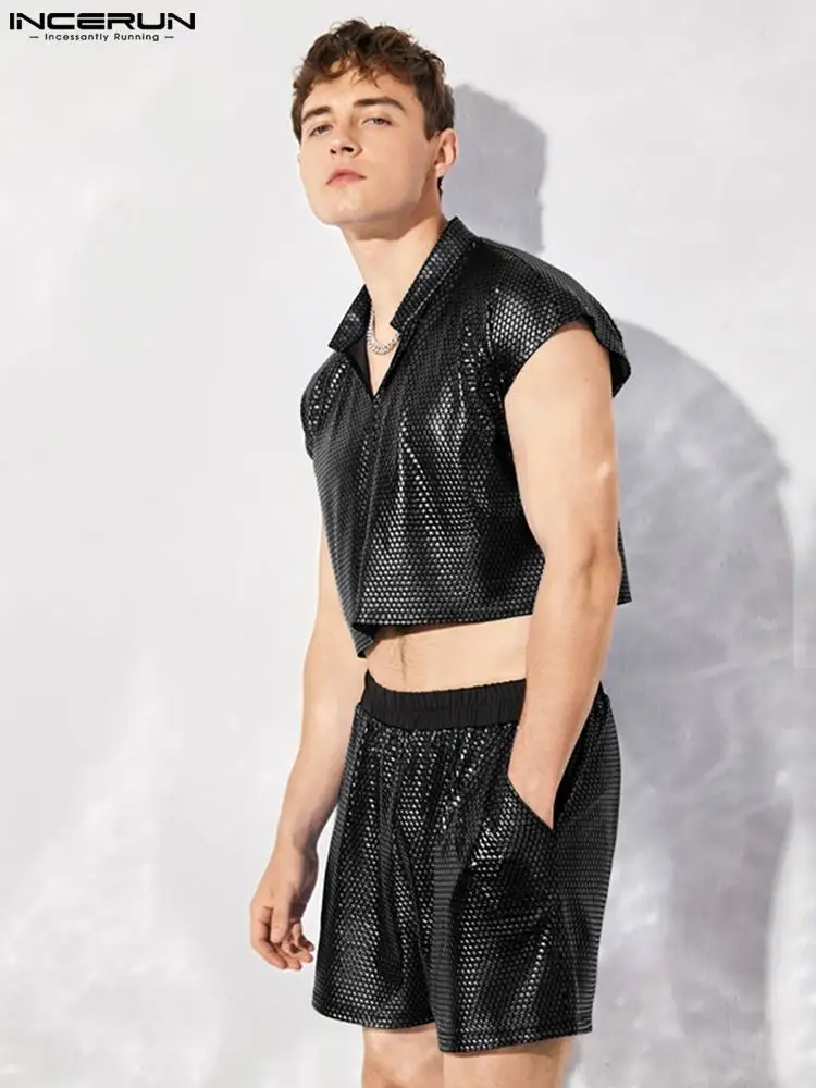 Fashion Casual Style New Men Sets INCERUN Flash Stand-up Collar Truncated Vests Shorts Party Nightclub Style Suit 2 Pieces S-5XL
Fashion Casual Style New Men Sets INCERUN Flash Stand-up Collar Truncated Vests Shorts Party Nightclub Style Suit 2 Pieces S-5XL