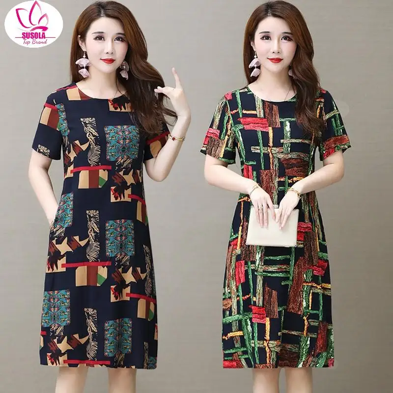 Women Short Sleeve Cotton Silk Dress Summer Dress Boho Style Floral Print Beach Tunic Sundress Loose Party Dress Vestidos
Women Short Sleeve Cotton Silk Dress Summer Dress Boho Style Floral Print Beach Tunic Sundress Loose Party Dress Vestidos
