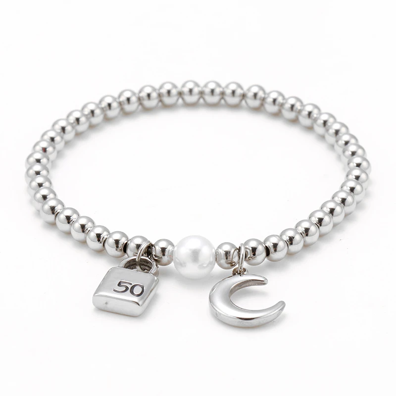 Fashion 6mm Stainless Steel Moon Lock Key 50 Brand Pendant Pearl Bracelet Beads Chain Jewelry For Women Men
Fashion 6mm Stainless Steel Moon Lock Key 50 Brand Pendant Pearl Bracelet Beads Chain Jewelry For Women Men