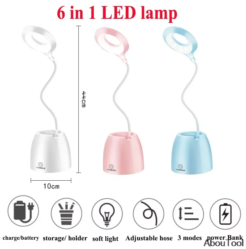 6 in 1 Table Lamp Leds USB Touch Night Light Stepless Dimming Desk Light Eye Protection Multi-Function Bracket Pen Holder Light
6 in 1 Table Lamp Leds USB Touch Night Light Stepless Dimming Desk Light Eye Protection Multi-Function Bracket Pen Holder Light