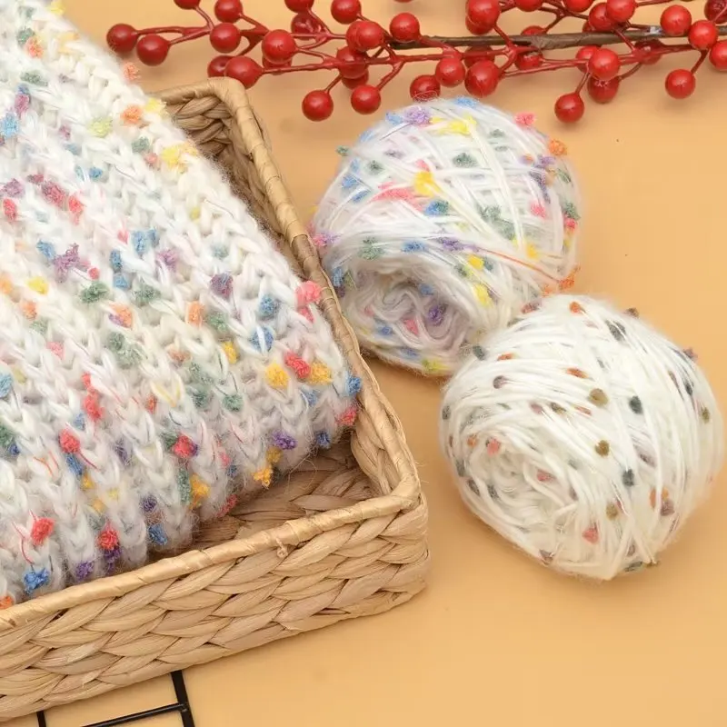 50g/ball 4ply Mohair Yarn with Colored Beans Blended Cotton Yarn Wool Weaving Handknitting Yarn for DIY Crocheting Scarf Sweater
50g/ball 4ply Mohair Yarn with Colored Beans Blended Cotton Yarn Wool Weaving Handknitting Yarn for DIY Crocheting Scarf Sweater