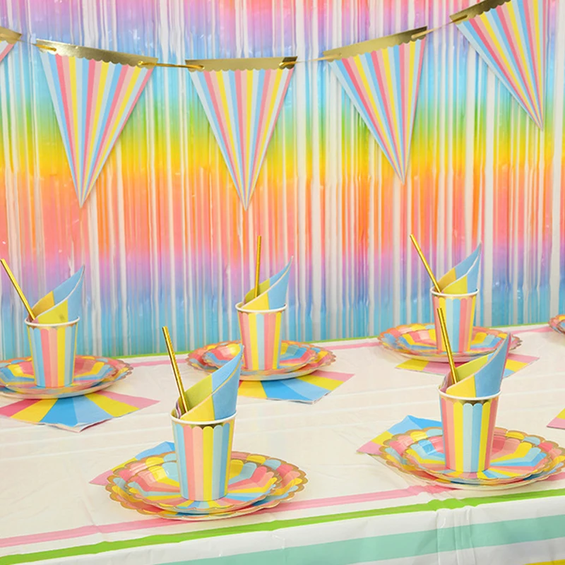 Baby Shower Disposable Party Tableware Gold Edge Rainbow Paper Plate Banner Tablecloth for Boy Girl Birthday Party Decorations
Baby Shower Disposable Party Tableware Gold Edge Rainbow Paper Plate Banner Tablecloth for Boy Girl Birthday Party Decorations