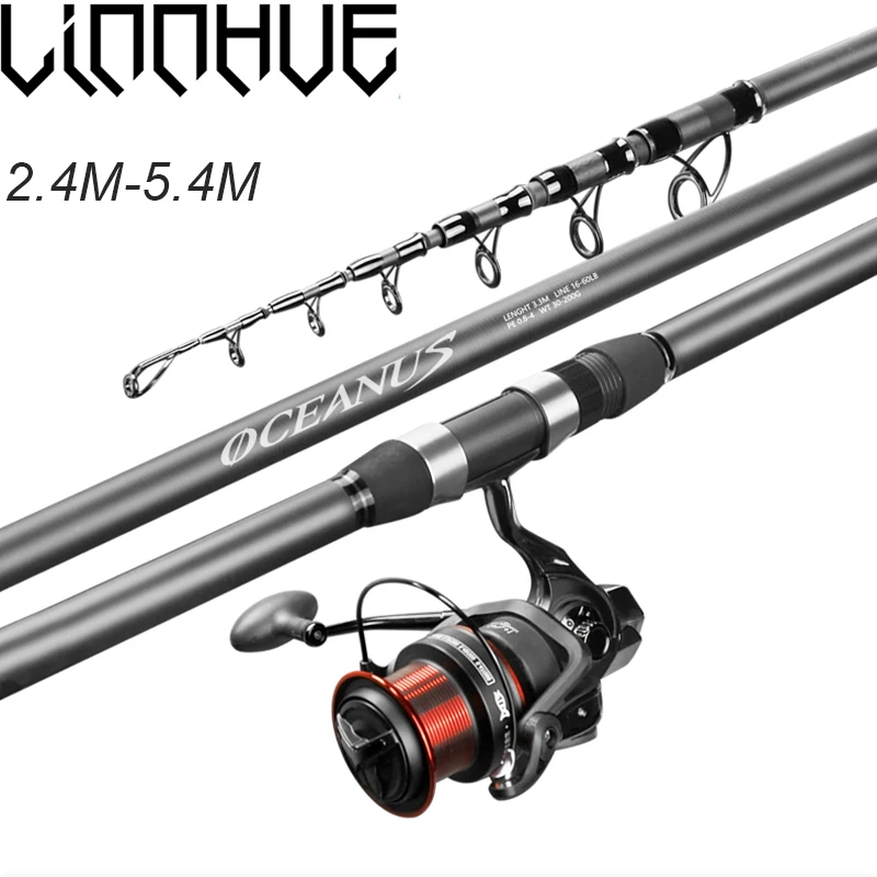 LINNHUE Fishing Reel Rod Combo 2.4m-5.4m Spinning Rod Long Shot Carbon Fiber Section 5-8 Ocean Rod Pesca fishing Reel ES9000
LINNHUE Fishing Reel Rod Combo 2.4m-5.4m Spinning Rod Long Shot Carbon Fiber Section 5-8 Ocean Rod Pesca fishing Reel ES9000