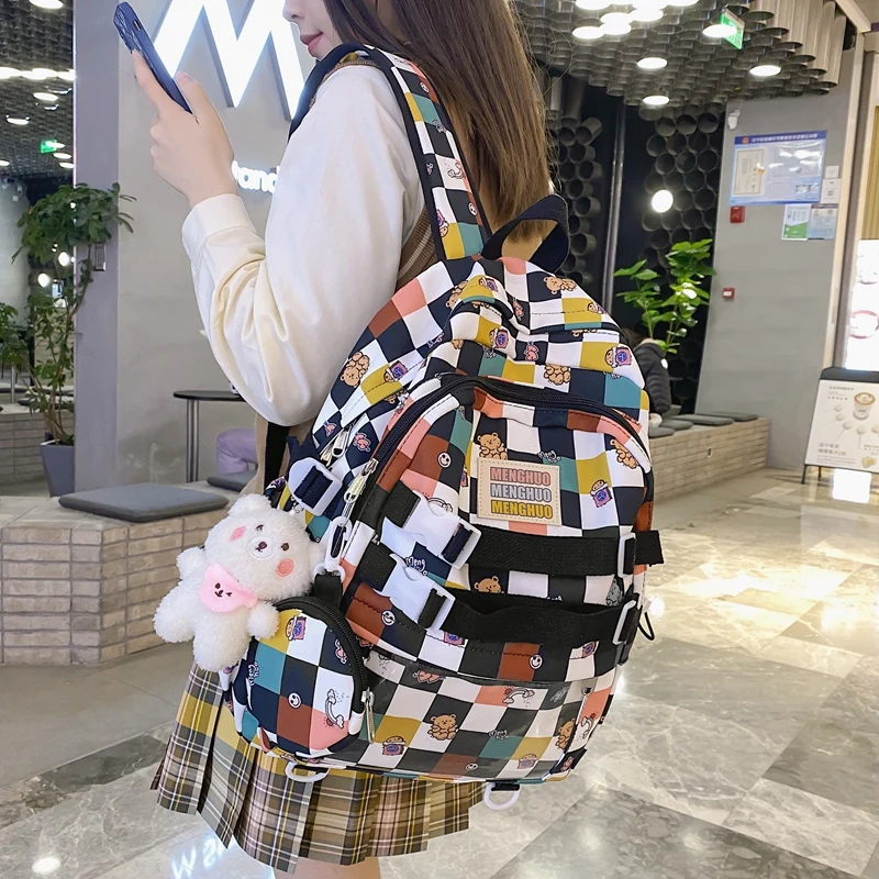 High Quality Korean Style Women Plaid Backpacks Cute Waterproof Clear-Pocket School Backpack for Student Girls Kawaii Laptop Bag
High Quality Korean Style Women Plaid Backpacks Cute Waterproof Clear-Pocket School Backpack for Student Girls Kawaii Laptop Bag