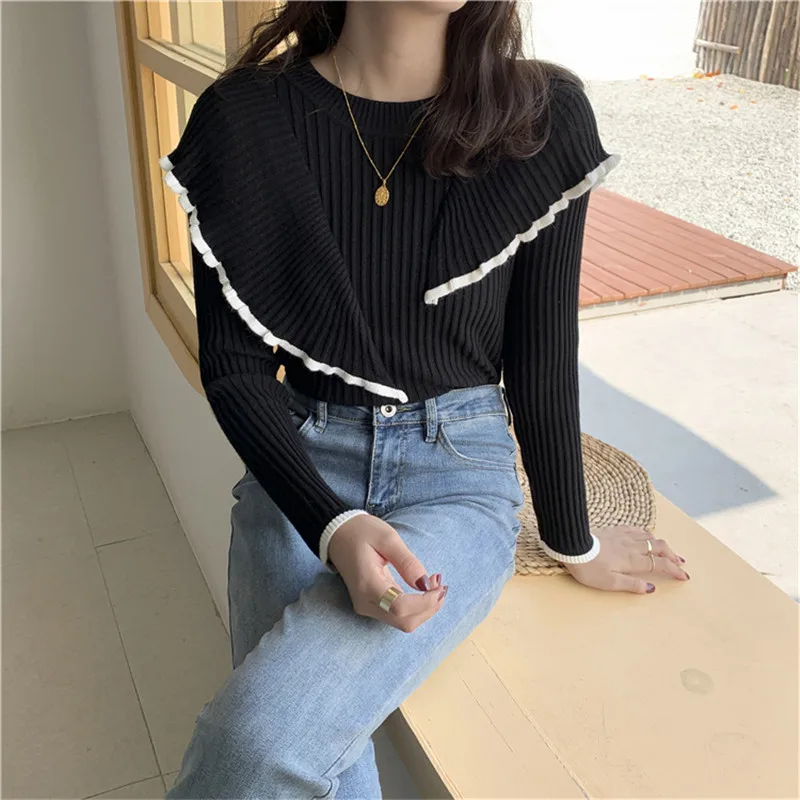 Tops Basic Bottoming Knit Sweater 2022 New Korean Style Flounced Stitching Pullover Sweaters Slim Warm Thick Knitted
Tops Basic Bottoming Knit Sweater 2022 New Korean Style Flounced Stitching Pullover Sweaters Slim Warm Thick Knitted