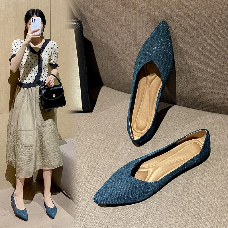 Fashion Knitted Women Shoes 2022 Pointed Toe Shallow Mouth Ballet Flat Shoes Woman Casual Breathable Plus Size 43 Boat Shoes 
Fashion Knitted Women Shoes 2022 Pointed Toe Shallow Mouth Ballet Flat Shoes Woman Casual Breathable Plus Size 43 Boat Shoes