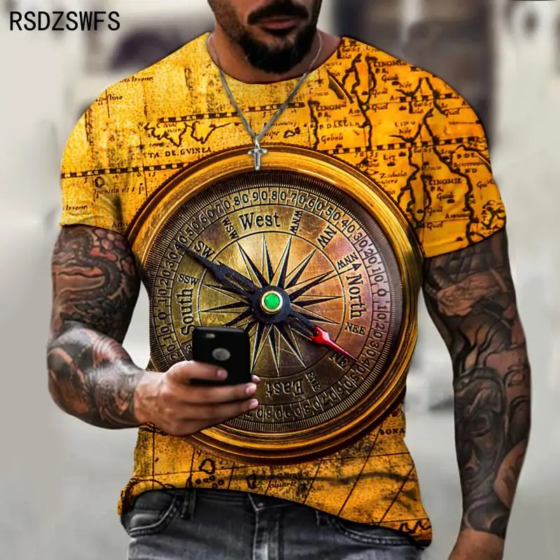Men's Street Trend T-shirt Compass Nautical Map Retro Print Short Sleeve Round Neck Top BYCK Brand Clothing Size XXS-5XL
Men's Street Trend T-shirt Compass Nautical Map Retro Print Short Sleeve Round Neck Top BYCK Brand Clothing Size XXS-5XL