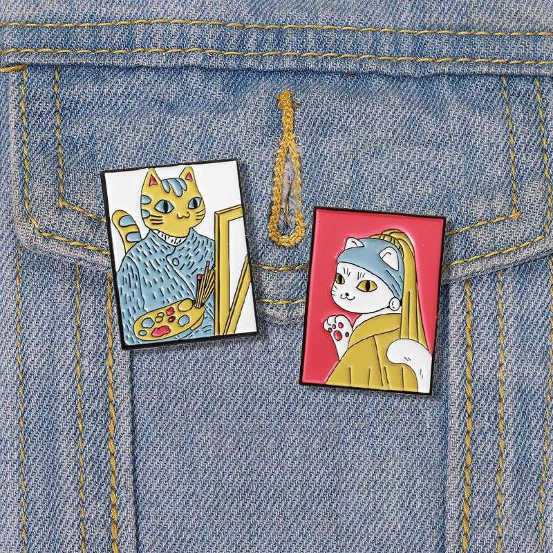 Vermeer Famous Painting Girl with Pearl Earrings Enamel Pin Custom Brooch Cartoon Cat Painter Self Portrait Badge for Art Lovers
Vermeer Famous Painting Girl with Pearl Earrings Enamel Pin Custom Brooch Cartoon Cat Painter Self Portrait Badge for Art Lovers