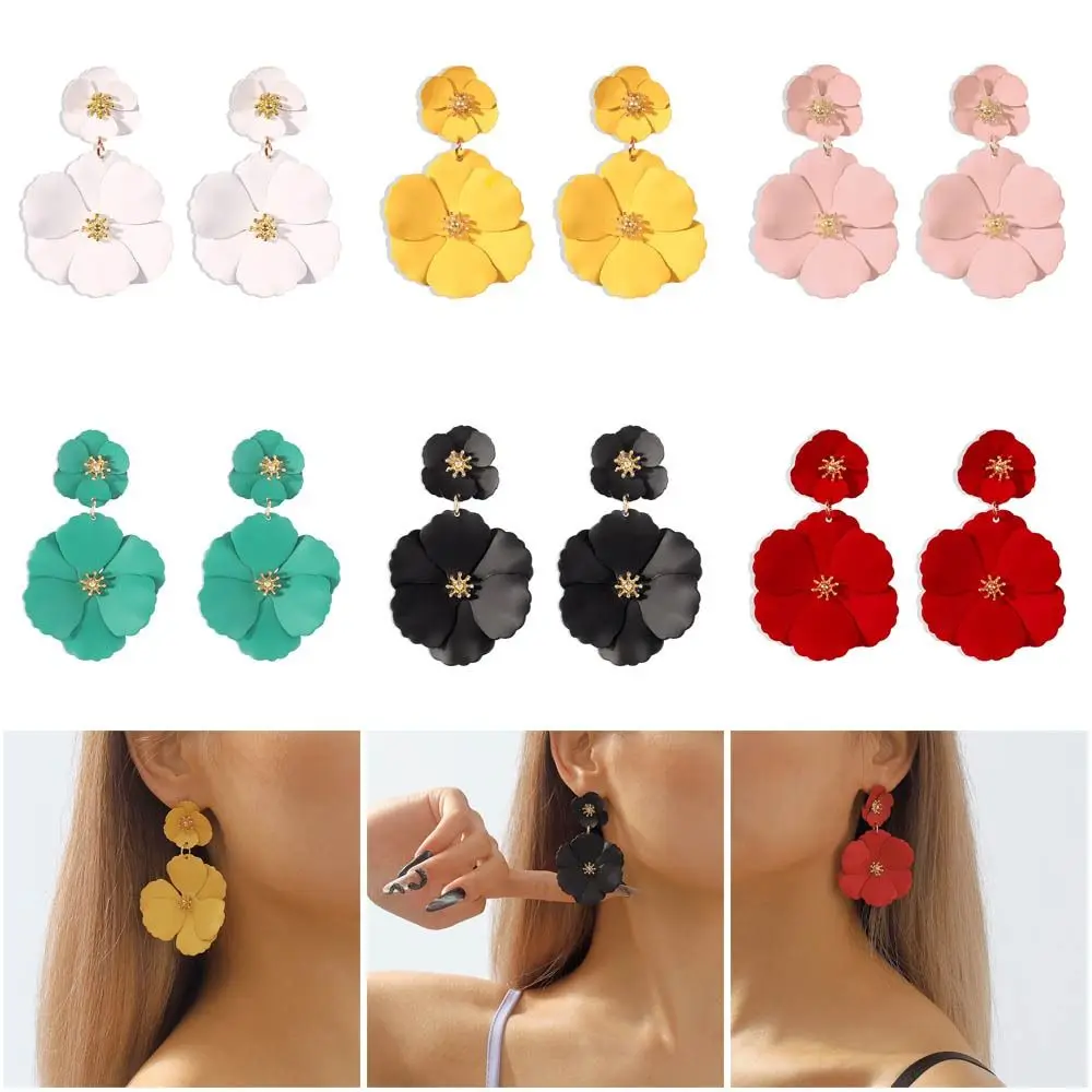 Alloy Dangle Earrings Fashion Big Flower Double Layer Floral Earring Elegant Painting Drop Earrings Wedding
Alloy Dangle Earrings Fashion Big Flower Double Layer Floral Earring Elegant Painting Drop Earrings Wedding