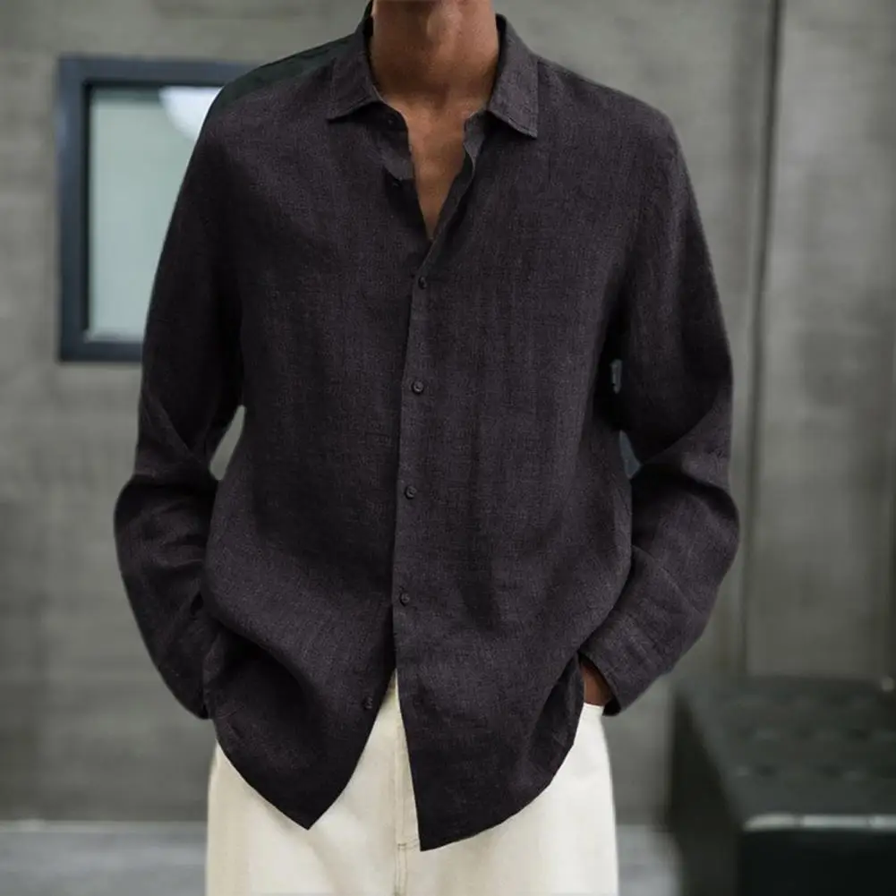 Men Shirt Long Sleeve Turn-down Collar Loose Washable Button Closure Solid Color Autumn Men Blouse Casual Tops for Streetwear
Men Shirt Long Sleeve Turn-down Collar Loose Washable Button Closure Solid Color Autumn Men Blouse Casual Tops for Streetwear