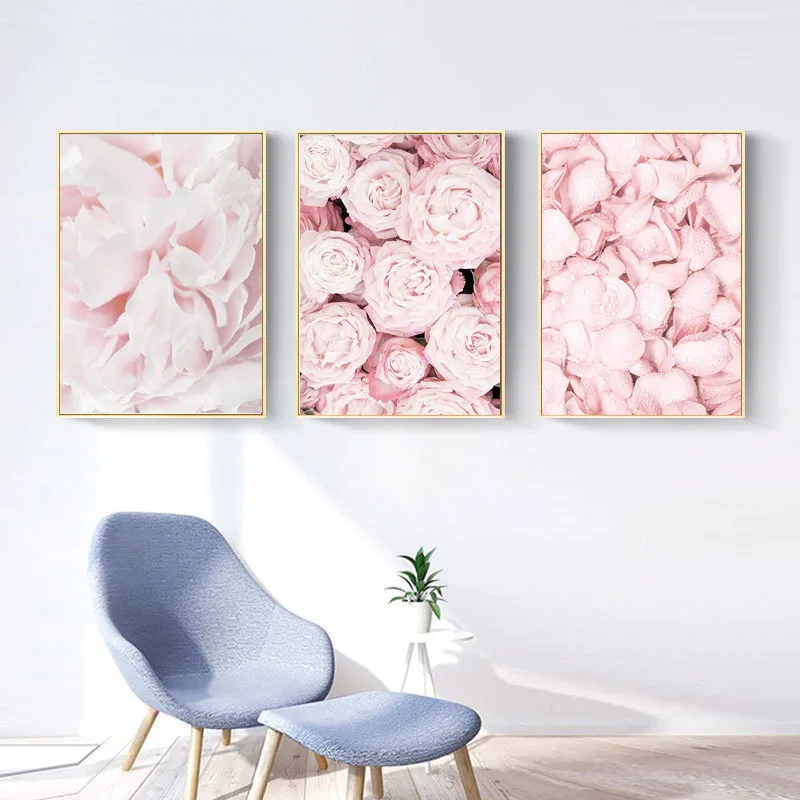 Современный Цветущий цветок розовая Настенная картина холст для украшения