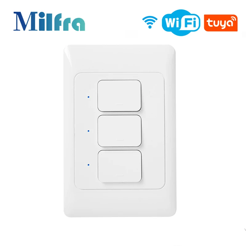 

WiFi Light Switch Tuya Smart Wall Push Button Interruptor Switches 110-240V 1/2/3Gang Physical Lamp Switch Neutral Wire Optional