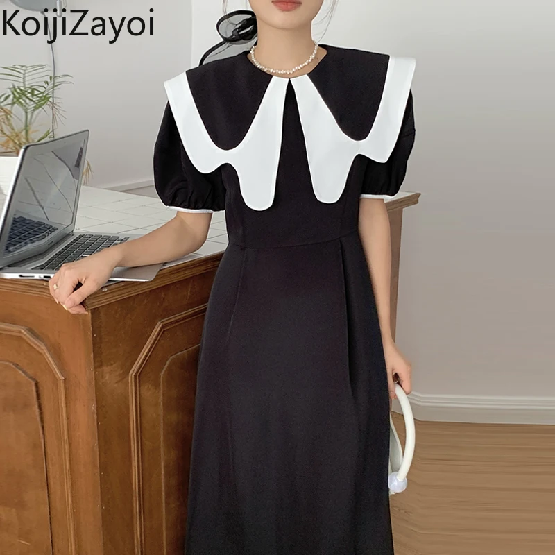 Koijizayoi Women Elegant Fashion Maxi Dress Short Sleeves Peter Pan Collar Bodycon Long Dresses Female A Line Party Vestidos
Koijizayoi Women Elegant Fashion Maxi Dress Short Sleeves Peter Pan Collar Bodycon Long Dresses Female A Line Party Vestidos