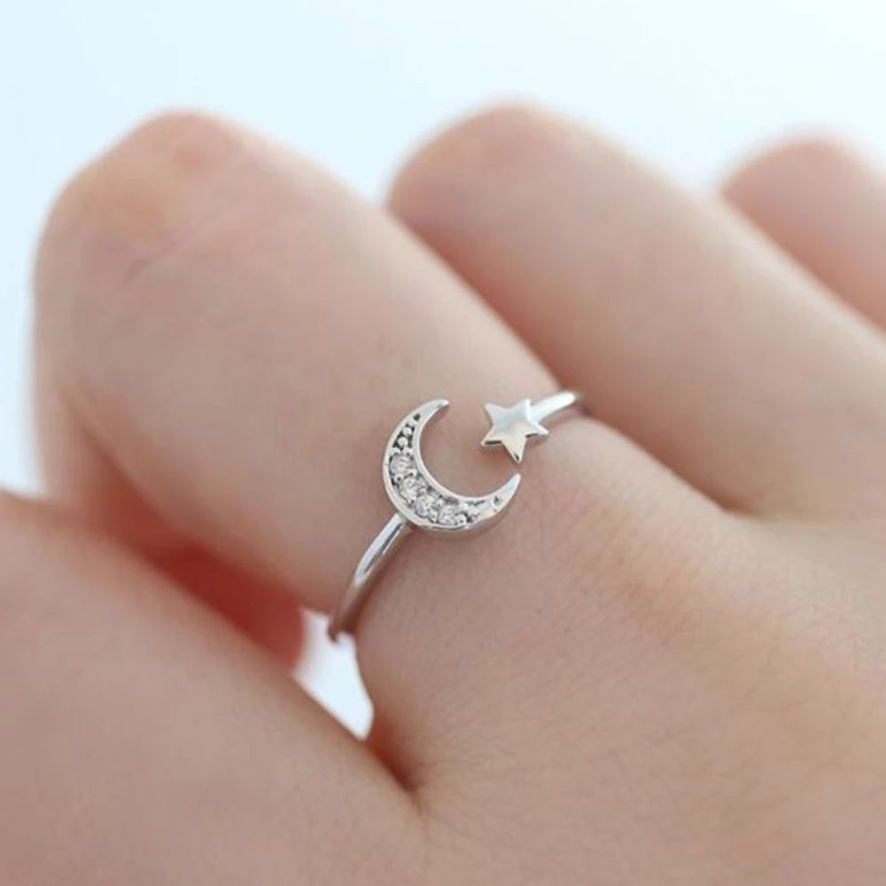 Huitan Fancy Finger-ring for Women Silver Color Band Star and Moon Design Adjustable Opening Rings Daily Wear Fashion Jewelry
Huitan Fancy Finger-ring for Women Silver Color Band Star and Moon Design Adjustable Opening Rings Daily Wear Fashion Jewelry