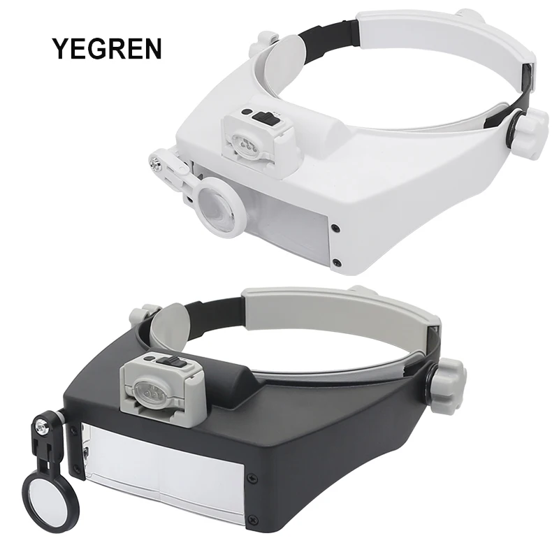 

5 LED Lamp Headband Magnifier Cold Light Warm Light Magnifying Glass Head Wearing Magnifier Loupe for Reading Repairing 1.5X 11X