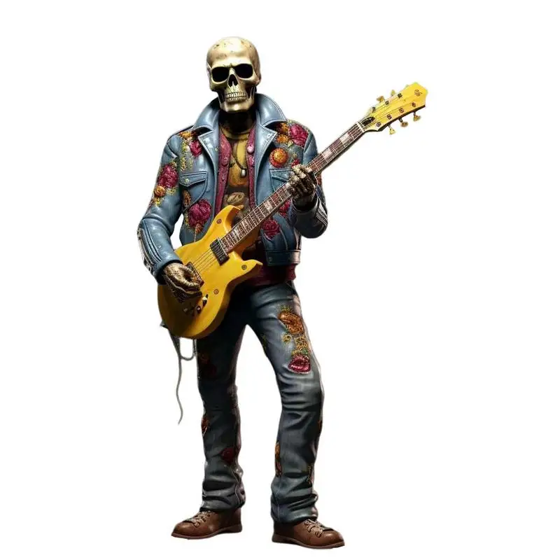 

Cool Skeleton Figurines Resin Funny Rock Band Figurine Day Of The Dead Statue Indoor Outdoor Skeleton Ornament Halloween