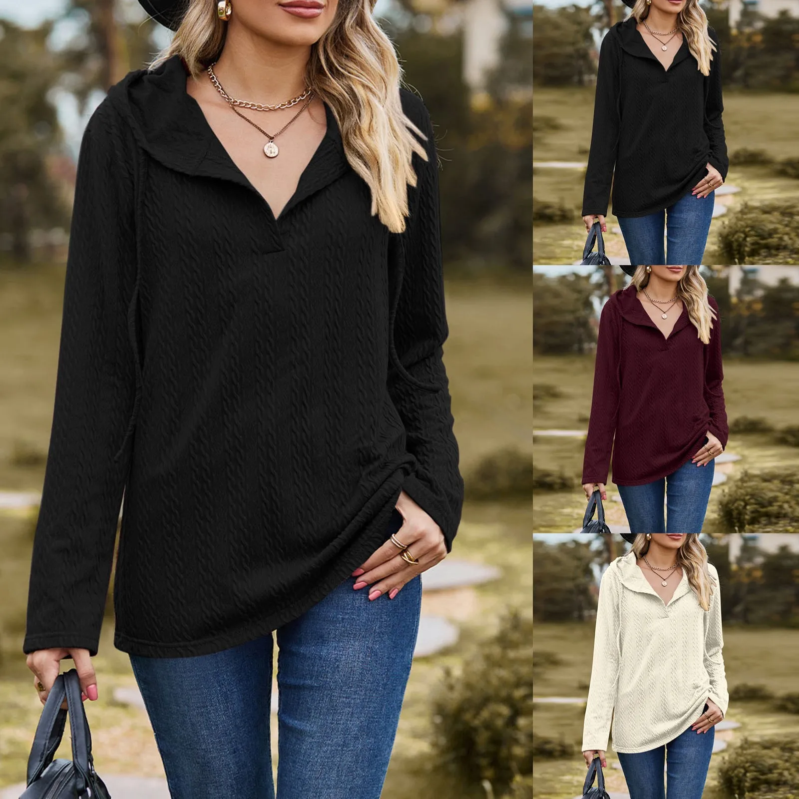 Autumn And Winter New Women's Solid Color Hooded Loose Long Sleeved Sweater Shirt Running Clothes for Women 
Autumn And Winter New Women's Solid Color Hooded Loose Long Sleeved Sweater Shirt Running Clothes for Women