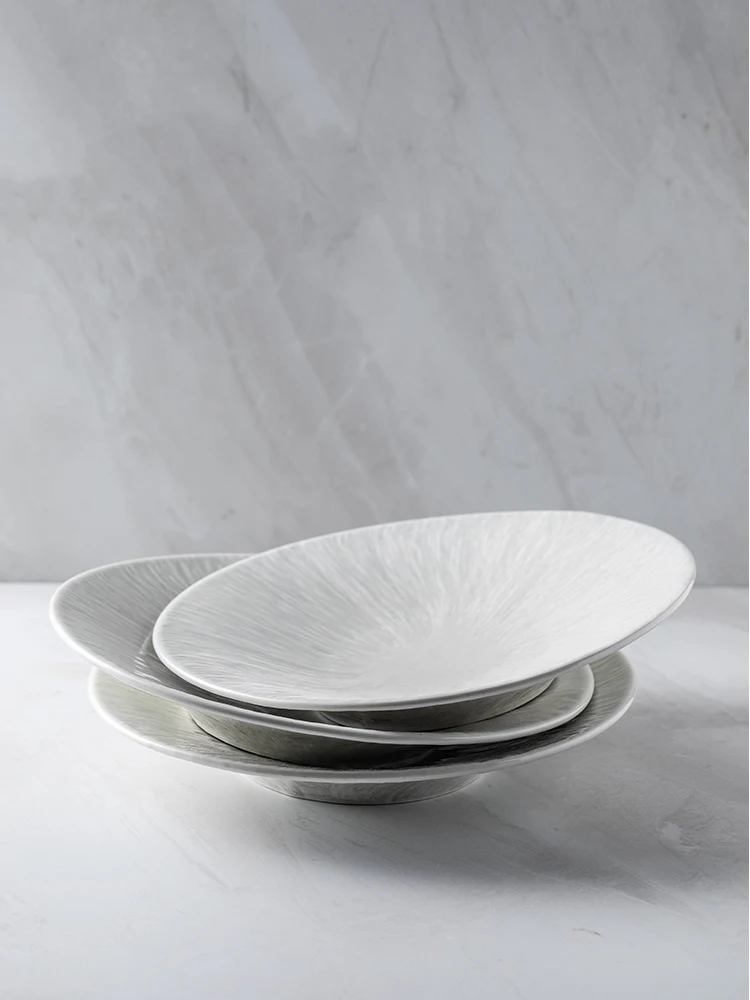 

Скандинавская керамическая тарелка, стандартная тарелка для пасты, 10-дюймовая глубокая белая Западная тарелка для ресторана