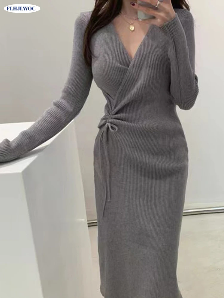 Woman Stretchable Knitted Sweater Dress Long Pencil Bodycon Bandage Hot Fall Winter Drap Basic Gray Black Long Feminine Vestidos
Woman Stretchable Knitted Sweater Dress Long Pencil Bodycon Bandage Hot Fall Winter Drap Basic Gray Black Long Feminine Vestidos
