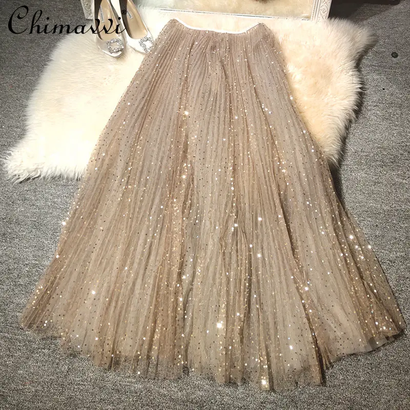 Feminine Fashion Elastic Waist Dream Skirts 2023 Spring New Heavy Industry Embroidery Starry Sequins Mid-Length Mesh Skirt Women
Feminine Fashion Elastic Waist Dream Skirts 2023 Spring New Heavy Industry Embroidery Starry Sequins Mid-Length Mesh Skirt Women