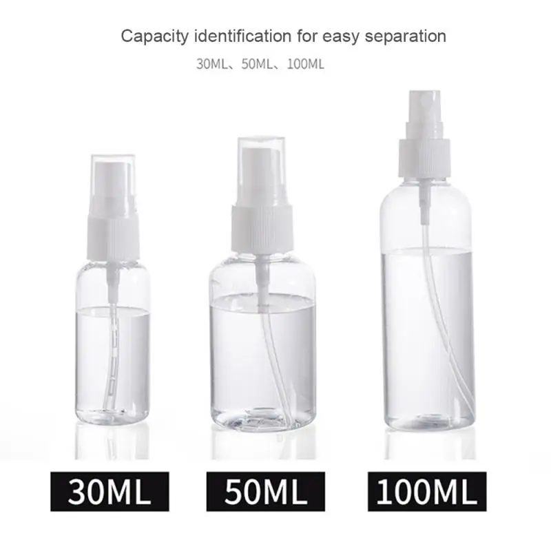

30/50/100ml Refillable Bottle Portable Transparent Plastic Perfume Atomizer Random Color Empty Spray Bottle Travel Makeup Tool