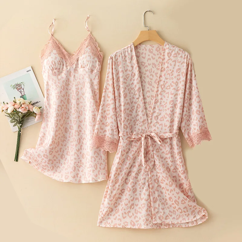 

Twinset Women Rayon Kimono Bathrobe Sleep Suit Summer Nighty&Robe Gown Set Loungewear Lace Nightgown Sleepwear Lingerie