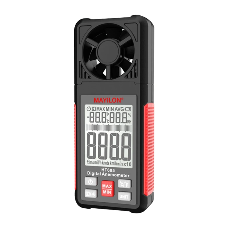 MAYILON HT605 Anemometer ABS Anemometer With Backlight LCD Screen Wind Speed Temperature Humidity Measuring
MAYILON HT605 Anemometer ABS Anemometer With Backlight LCD Screen Wind Speed Temperature Humidity Measuring