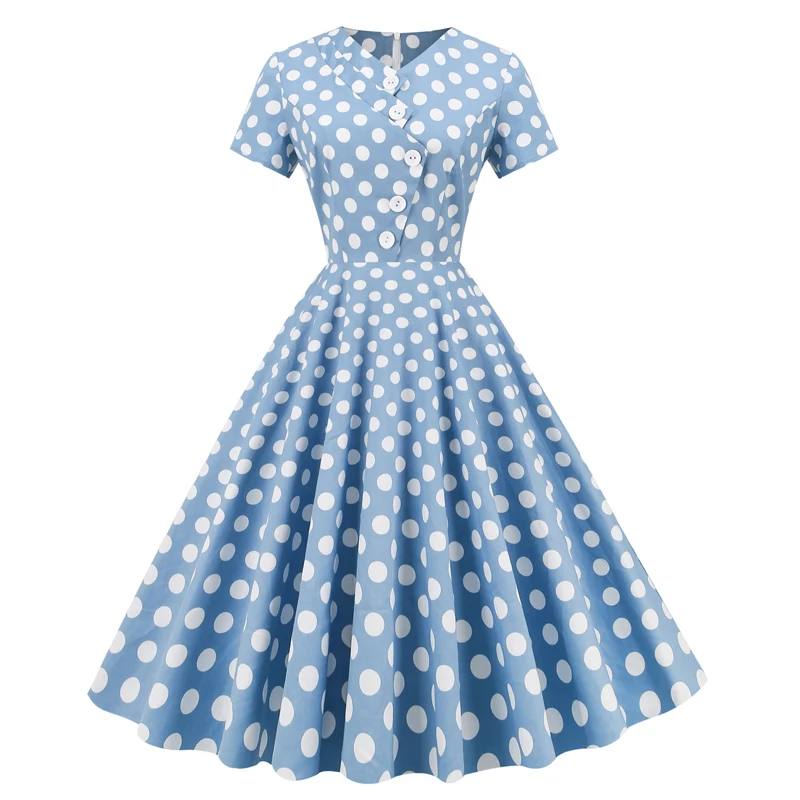 Summer Women 2022 Fashion Short Sleeve Polka Dot Printed Button pin up Rockabilly picnic Elegant Party Vintage dress
Summer Women 2022 Fashion Short Sleeve Polka Dot Printed Button pin up Rockabilly picnic Elegant Party Vintage dress
