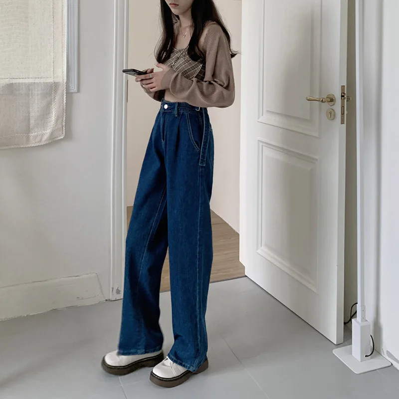 Wide Leg All-match Girls Mopping Fashion Vintage Streetwear Baggy Jeans Women Dark Blue High Waist Design Bandage
Wide Leg All-match Girls Mopping Fashion Vintage Streetwear Baggy Jeans Women Dark Blue High Waist Design Bandage