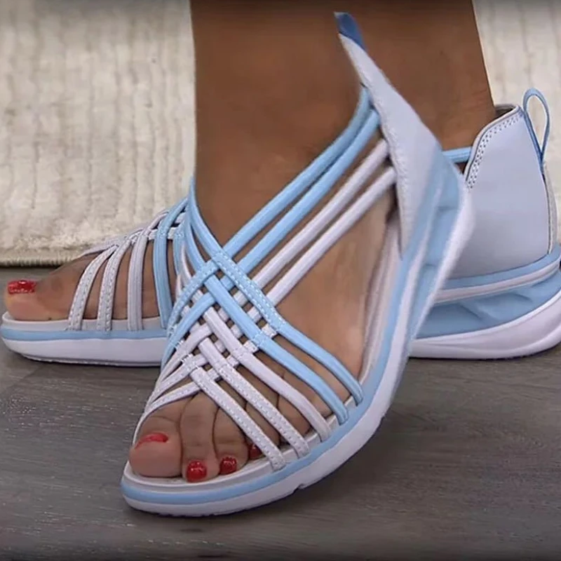 

Sandalias Mujer 2022 Trendy Plus Size Wedges Sandals Women Hollow Breathable Braided Fish Sports Sandals Roman Women Sandales