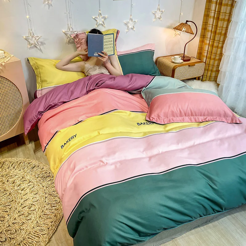 Colorful Stripes Bedding Set Rainbow Comforter Bedding Sets Soft Bed Linen Bed Sheet Print Duvet Cover King Queen Comforter Set
Colorful Stripes Bedding Set Rainbow Comforter Bedding Sets Soft Bed Linen Bed Sheet Print Duvet Cover King Queen Comforter Set