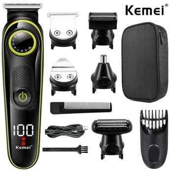 Kemei 696 Electric Hair Clipper Multifunctional Trimmer For Men Electric Shaver For Mens Razor Nose 5 In 1 Professional Trimmer