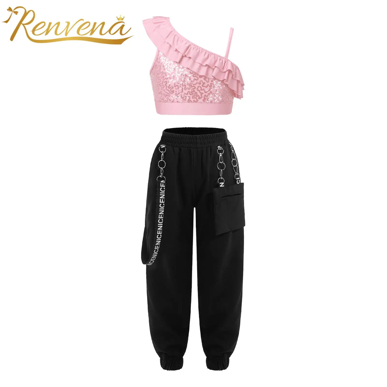 Kids Girls Suits Shiny Sequins Ruffled Crop Top with Pants 2pcs Childrens Sets for Performance Competition Jazz Dance Costumes
Kids Girls Suits Shiny Sequins Ruffled Crop Top with Pants 2pcs Childrens Sets for Performance Competition Jazz Dance Costumes