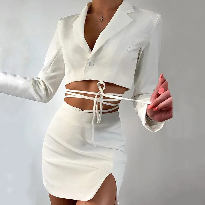 Small Suit Two-Piece 2023 Autumn New Micro Slit Lace-Up Half Skirt Ins One Button Suit Suit
Small Suit Two-Piece 2023 Autumn New Micro Slit Lace-Up Half Skirt Ins One Button Suit Suit