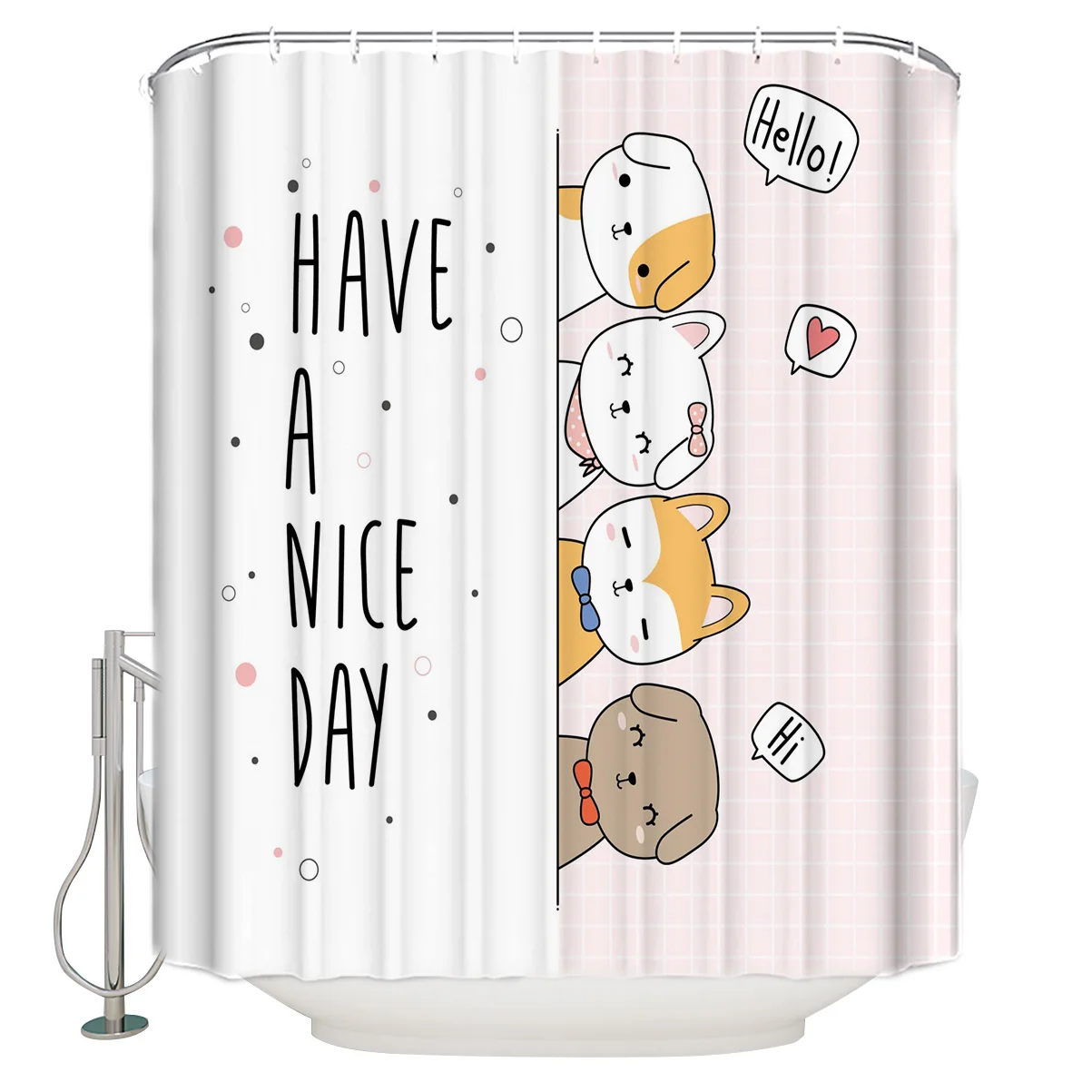 Puppy Cartoon Plaid Shower Curtain Eco-Friendly Bath Curtain with Hooks Polyester Waterproof Curtain Bathroom Decor
Puppy Cartoon Plaid Shower Curtain Eco-Friendly Bath Curtain with Hooks Polyester Waterproof Curtain Bathroom Decor