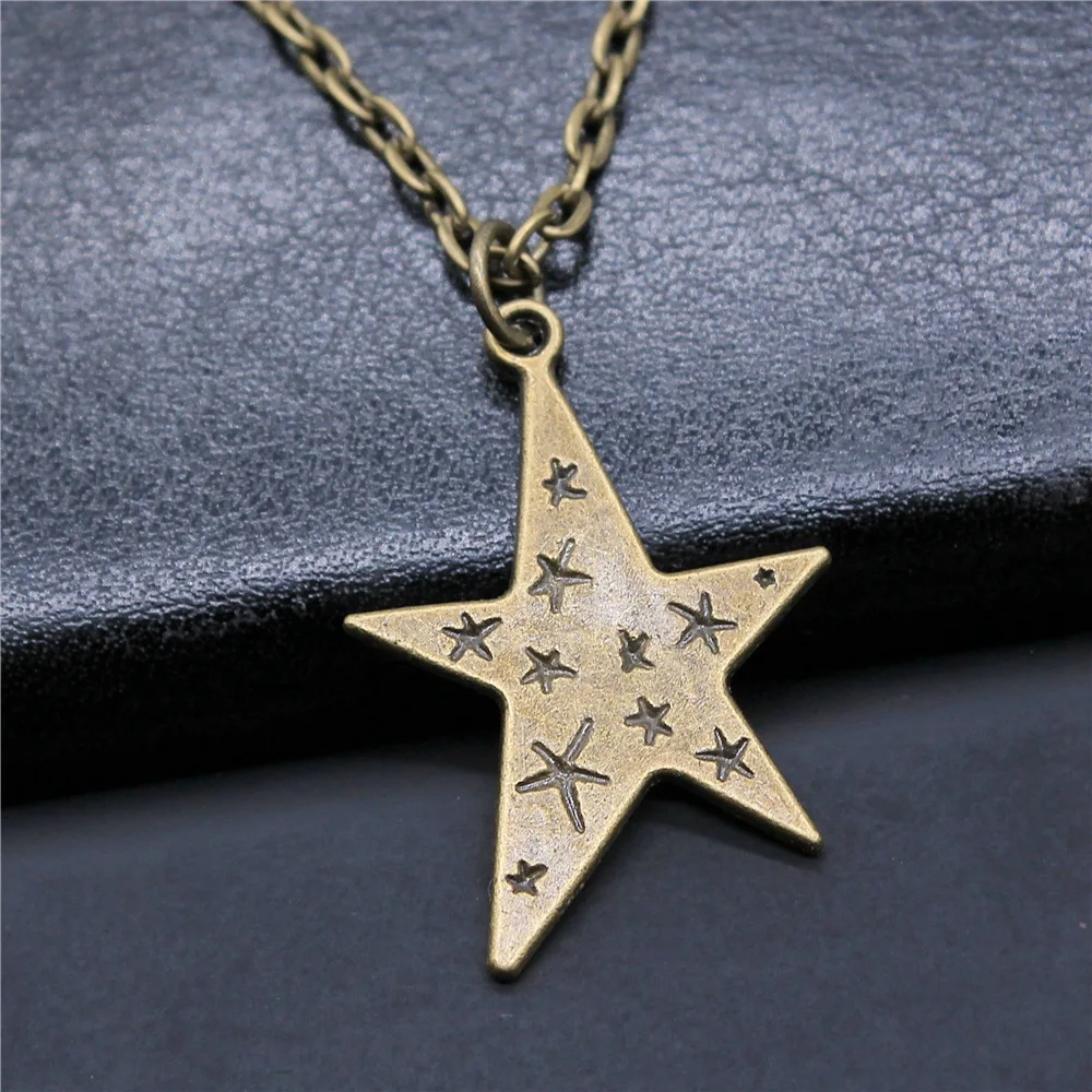 

Модное простое винтажное ожерелье с подвеской в виде звезды бронзового цвета 28x21 мм для женщин